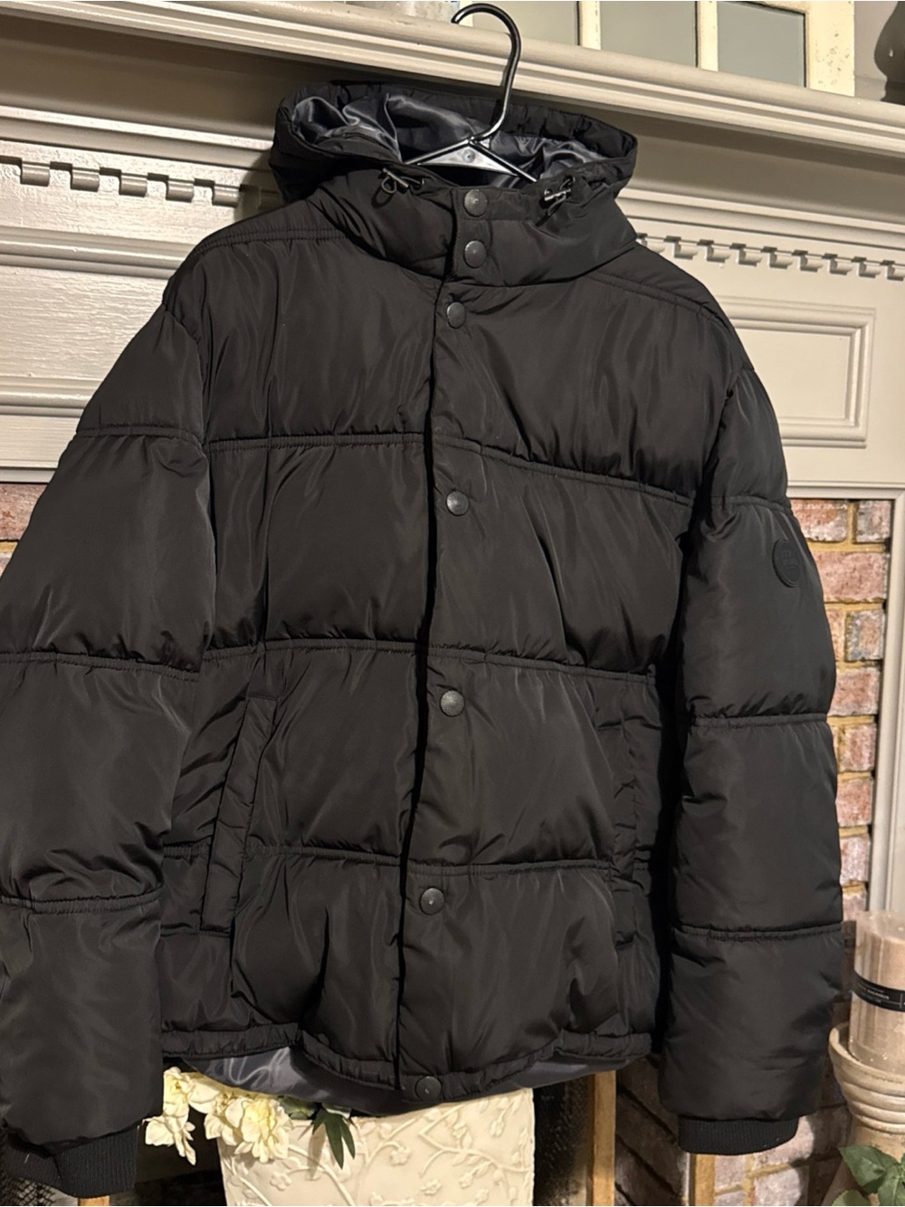 Lucky Brand Black Hooded Puffer Jacket Unisex